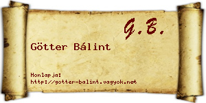 Götter Bálint névjegykártya